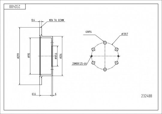 Vorderseite Bremsscheibe SsangYong Musso 3.2 96 4840105100