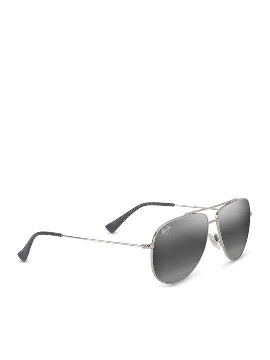 Maui Jim Hauoli Unisex Γυαλιά Ηλίου με Ασημί Μεταλλικό Σκελετό και Ασημί Καθρέφτη Φακό MJ0589S-001