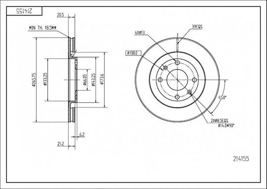 Disc De Frână Partea Din Față Peugeot 405 87 Citroen BX 19gti 169002