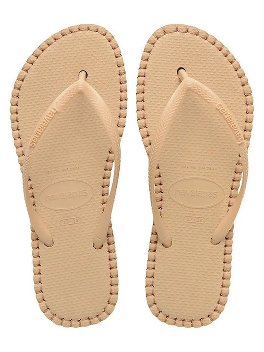 Slim Flatform Loop Damen Zehentrenner in Beigem Stil