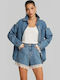 Long Sleeve Women's Denim Shirt Blue
