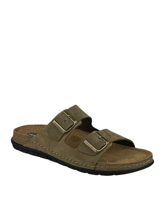 Leder Herrensandalen in Grün Farbe