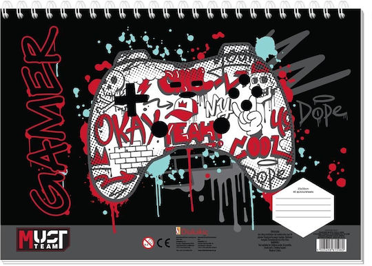 Drawing Pads Spiral Stickers & Stencils A4 Gamer 40 Sheets Must