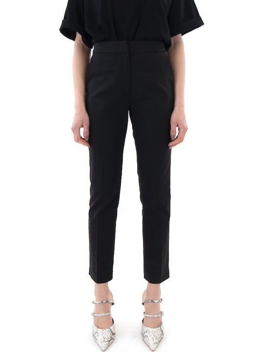 MY T Γυναικείο Υφασμάτινο Capri Παντελόνι Slim Fit Μαύρο