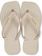 Slim Square Sparkle Flip Flops In Gold Colour