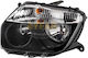 Headlight Right Black Manual Adjustment Dacia Duster 2010-2012