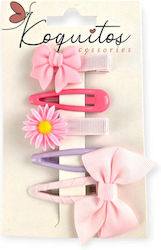 Vintage Lovers Set Kids Hair Clips with Hair Clip in Pink Colour 5 Pieces