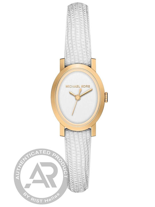 Michael Kors Maude Womens Watch Battery With White Leather Strap