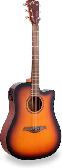 Soundsation Semi-Acoustic Guitar Cutaway Sunburst Spruce Walnut