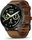 Garmin Venu 4 Stainless Steel 45mm Αδιάβροχο Smartwatch με Παλμογράφο (Slate with Brown Leather Band)