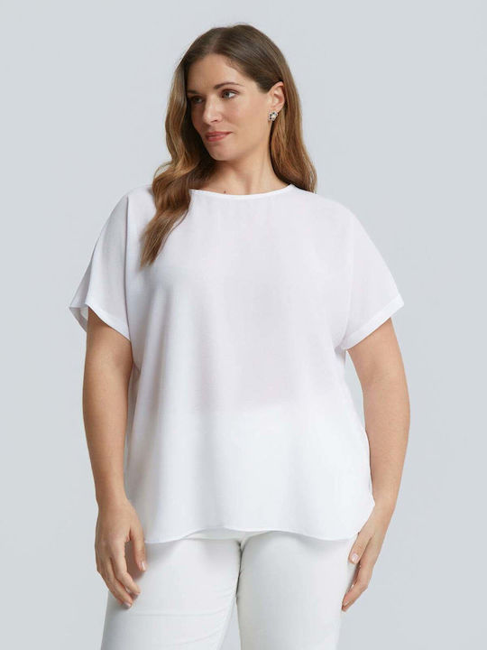 Mat Fashion Γυναικεία Μπλούζα Κοντομάνικη Λευκή