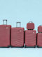 Homeone Hard Red Travel Suitcases with 4 Wheels Set of 6 Pieces