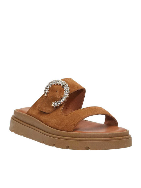 Malena Δερμάτινα Γυναικεία Σανδάλια Flatforms Τ...