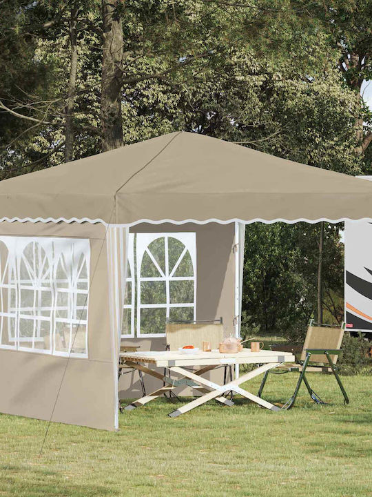vidaXL Seitliches Sonnenschirm-Rolle für Garten Beige 2.88x2.88m