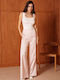 Women's High Rise Satin Flared Pantaloons Pink