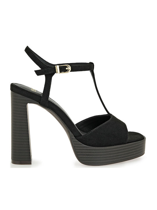 Exe Suede Damen Sandalen Schwarz