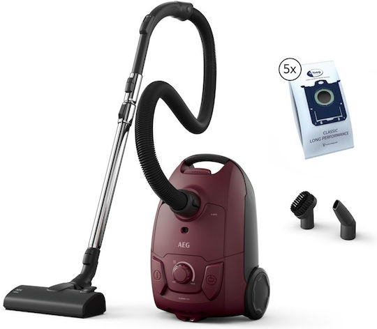 AEG Clean 5000 Ηλεκτρική Σκούπα 750W με Σακούλα 2.1lt Dark Red