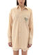 Long Sleeve Women's Shirt Yellow- White Striped