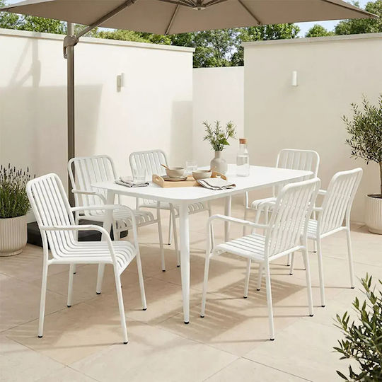 Set Sala De Mese Pentru Exterior Heven 7 Piese Alb