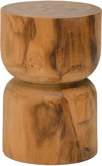 Living Room Wooden Stool Kreton Natural Shade 30x30x45cm