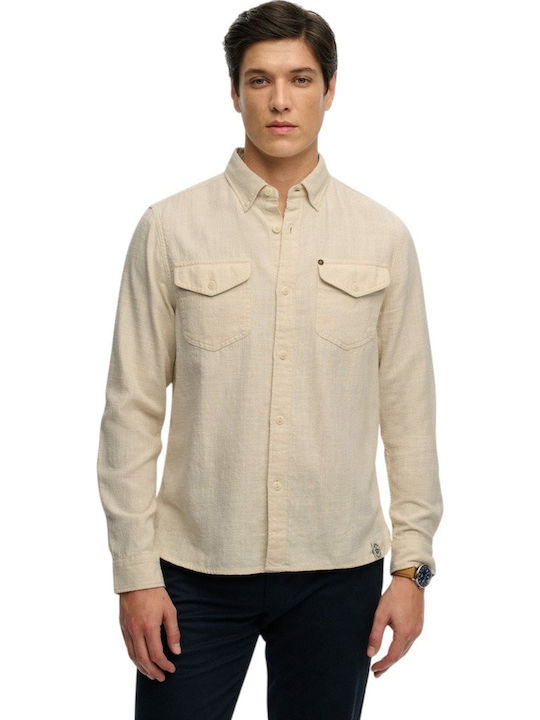 M D2 Stud Merchant Long Sleeve Shirt Ecru