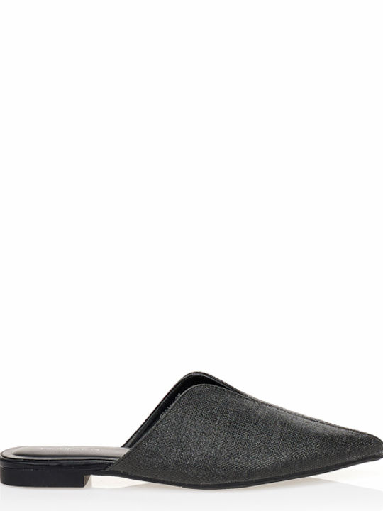 Tsoukalas Flat Mules σε Μαύρο Χρώμα
