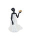 Woman Bird Gold Polyresin White Black 15x13x19.5cm