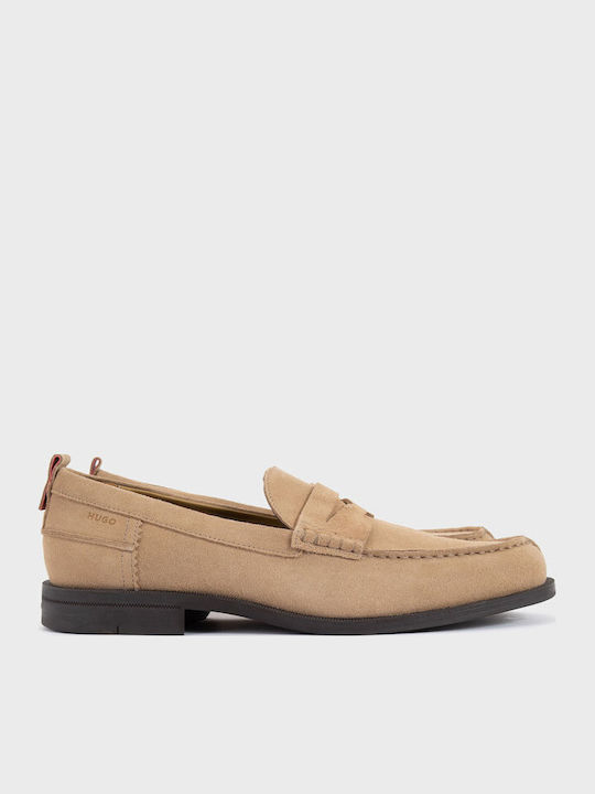 Hugo Suede Men's Loafers in Beige Colour