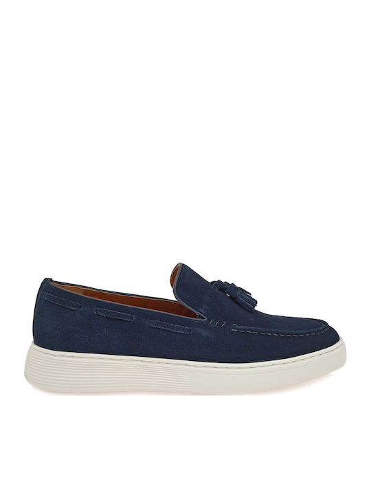 Suede Men's Loafers in Blue Colour