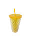 Double Wall Plastic Glass Straw 16x10cm 526ml 1 Piece Homie 1002192 Yellow