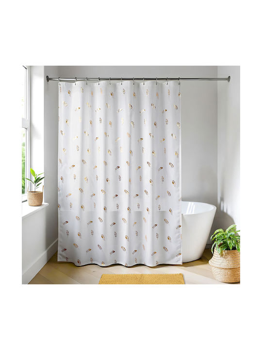 Td Chayton Κουρτίνα Μπάνιου Υφασμάτινη 180x200cm Λευκή