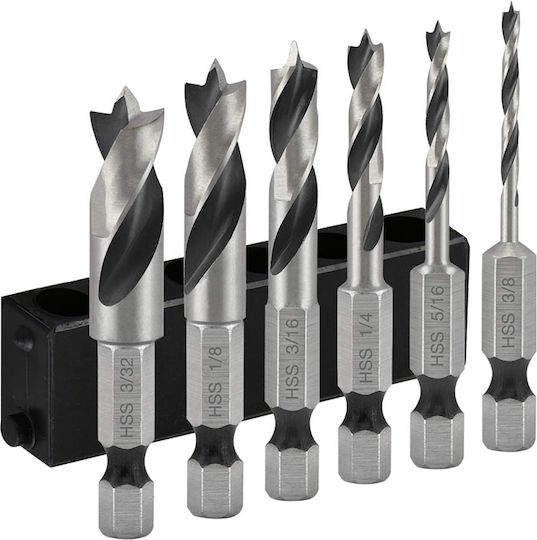 Rolson Set 6 HSS Drills with Hexagon Drill Top for Wood and Metal