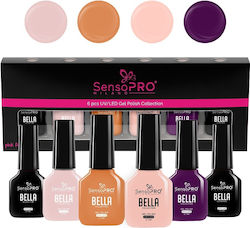 Set 4 Semi-permanent Nail Polishes Base Coat Top Coat Sensopro Milano Bella Brilliance