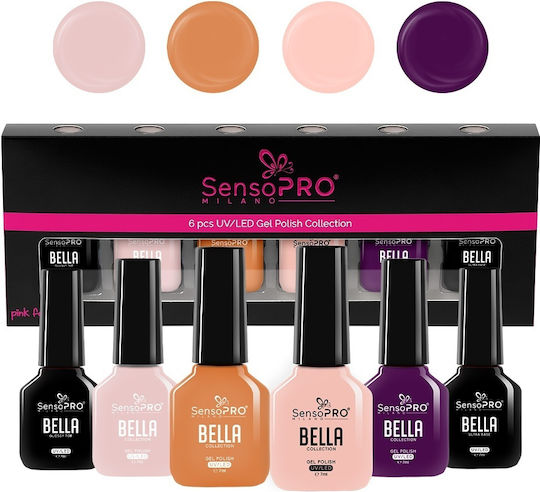 Set 4 Ojă Pentru Unghii Cu Gel Bază Strat Superior Sensopro Milano Bella Brilliance