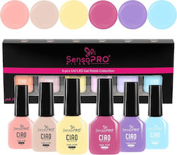 Set 6 Ciao One Step Semi-permanenter Gel Nagellack Sensopro Milano Pastell Reflection