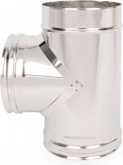 Verzinktes T-Rohr Schwerer Typ Wandstärke 0,5mm 90 Grad Durchmesser 125 Inox Shell