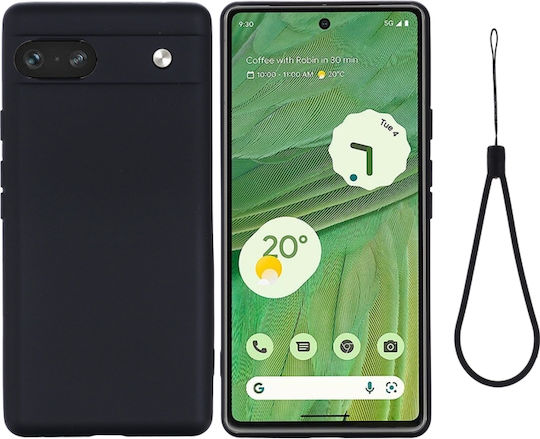 Husă Back Cover Lichidă Culoare Pură Silicon Neagră (Google Pixel 7a)