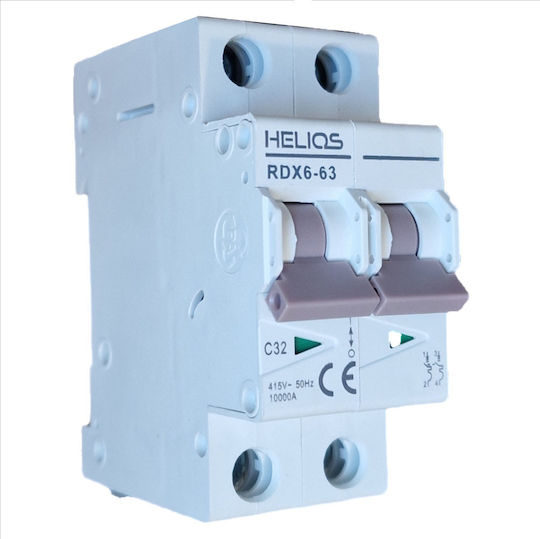 Helios Automatischer Leistungsschalter 32A Bipolar AC MCB32A2P