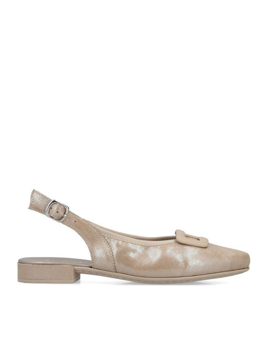Γυναικείες Μπαλαρίνες Slingback με Λουράκι σε Χρυσό Χρώμα