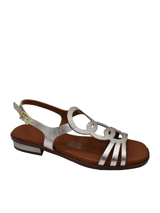 Leather Women's Flat Sandals Champagne