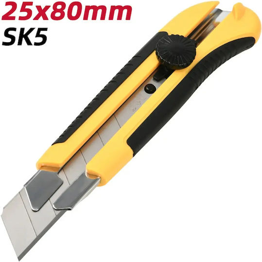 Deli Safety Cutting Knife With Plastic Body and Blade Width 25mm Yellow