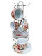 Set 6 Porcelain Tea Coffee Cups Peony Chrome Base R10057-n27