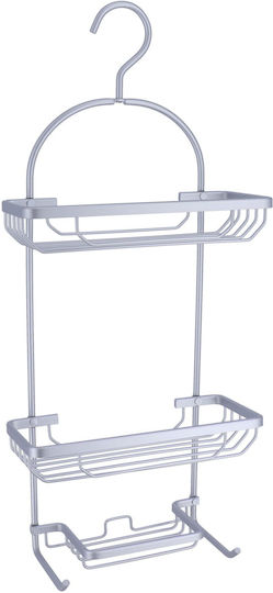 Επιδαπέδια Ραφιέρα Μπάνιου Μεταλλική 28x12.5x65cm Ασημί