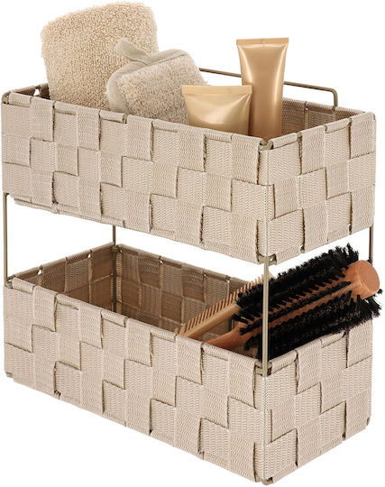 Επιδαπέδια Ραφιέρα Μπάνιου Μεταλλική 29x12x27cm Μπεζ