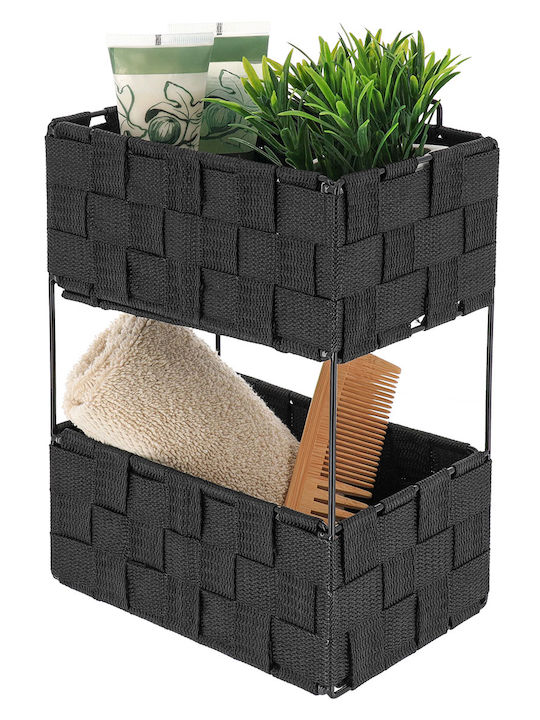 Floor Bathroom Shelf Metallic 20.5x13x28cm Black