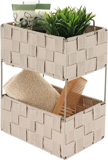 Floor Bathroom Shelf Metallic 20.5x13x28cm Beige