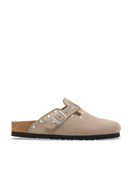 Birkenstock Saboti Din Piele Pentru Femei Bej