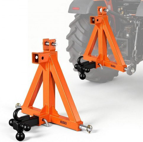 Vevor 3 Point Trailer Hitch 50.8mm Receiver 3 Pt Quick Hitch 3 Trailer Balls Tractor Tow Drawbar Adapter Category 1 Kubota Mahindra Ford Yanmar John Deere Massey Ferguson Orange