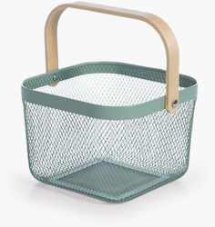 Metal Basket With Wooden Handle Vista 24x24x17 Nef-nef Home Wear Green 24x24x17