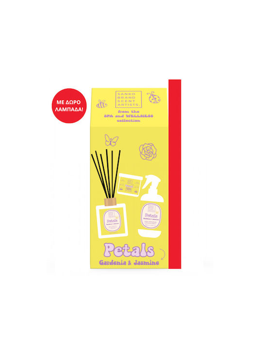 Sanko Promo Petals Gardenia & Jasmine Home Fragrance Sticks 125ml & Fabric & Home Fragrance 250ml & Auto Diffuser Car & Wardrobe & Drawer Fragrance